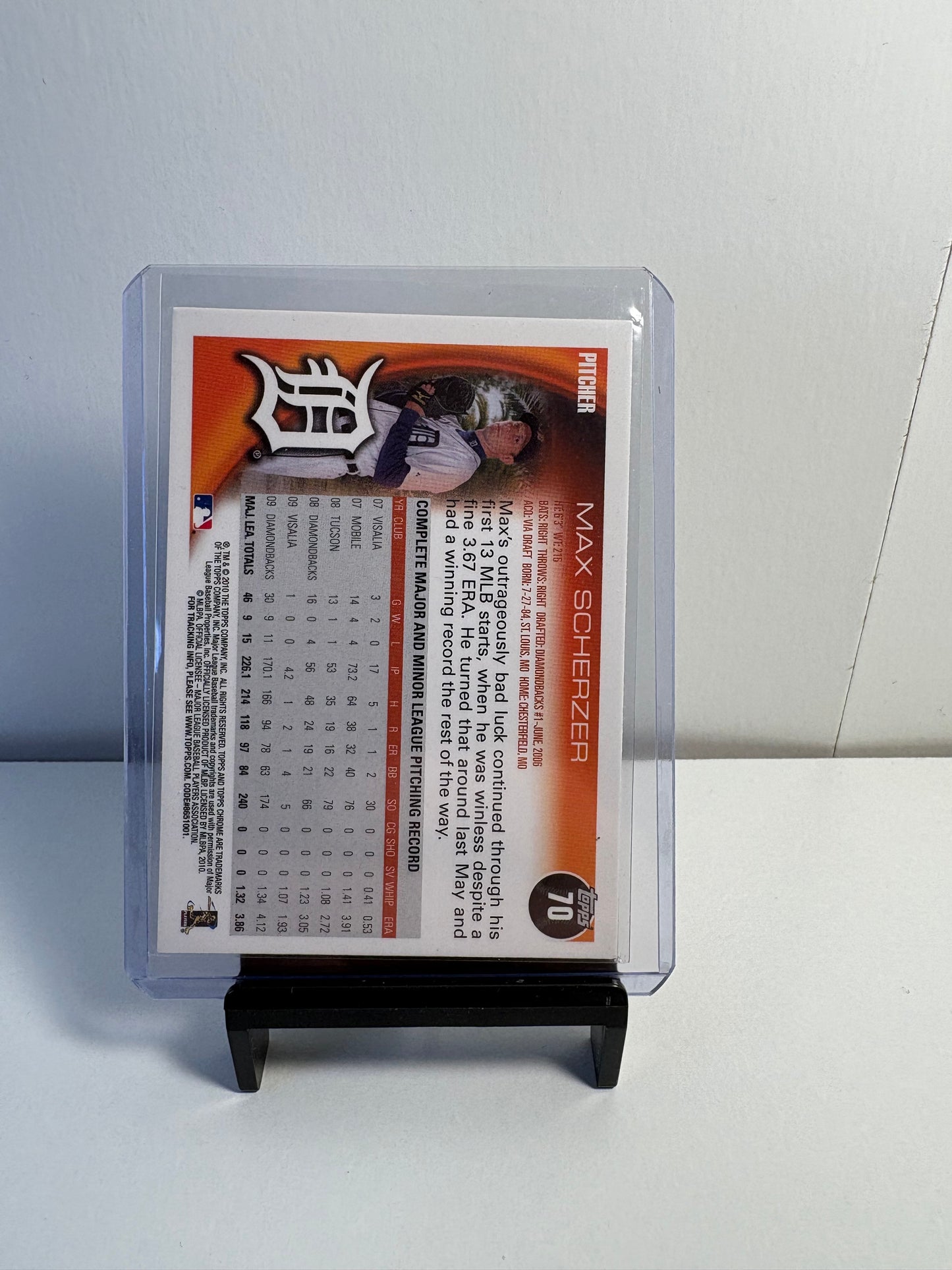 2010 Topps Chrome Max Scherzer Baseball Card
