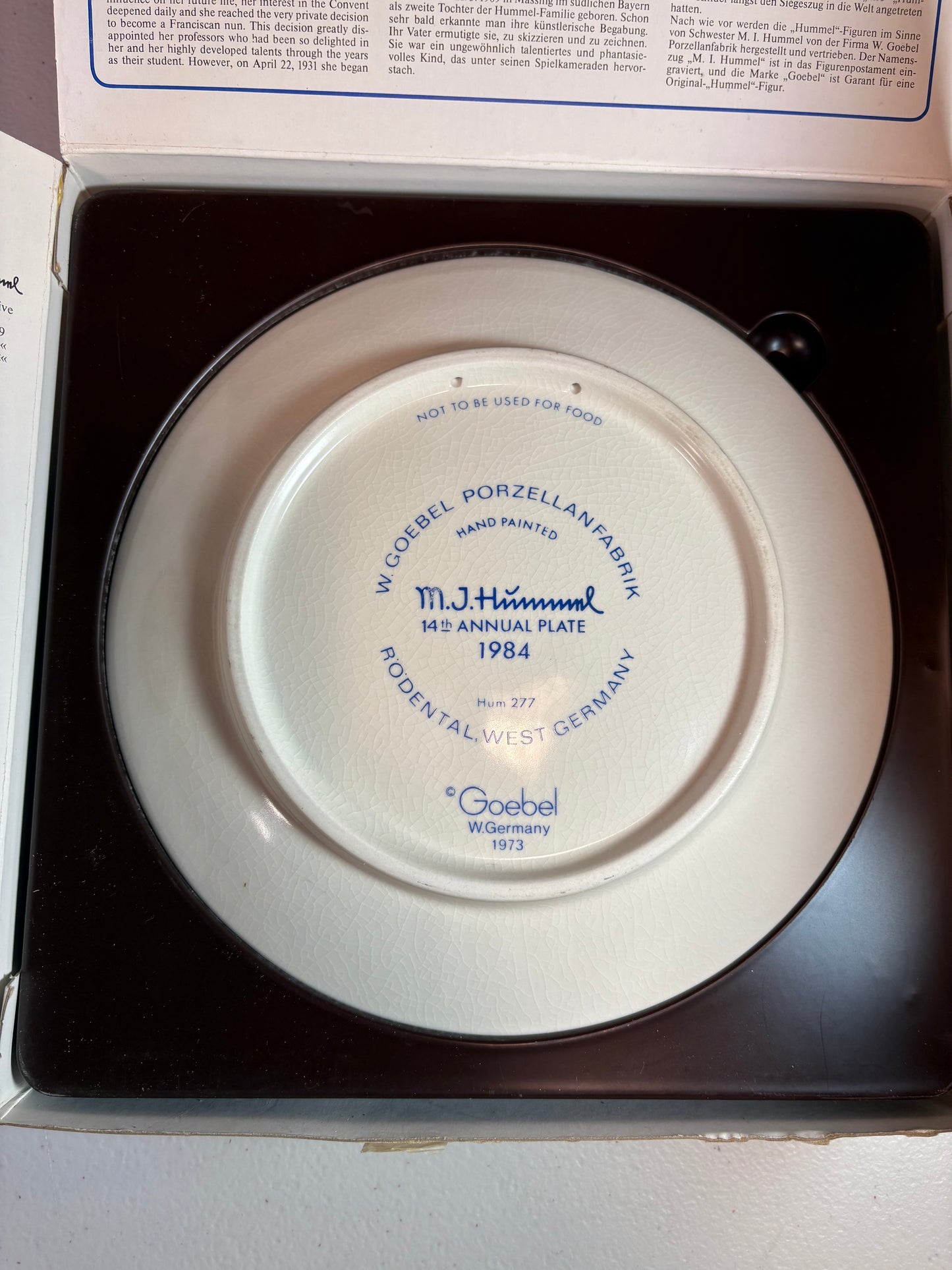 Lot of 3 Vintage 1980's Hummel Annual Collector Plates
