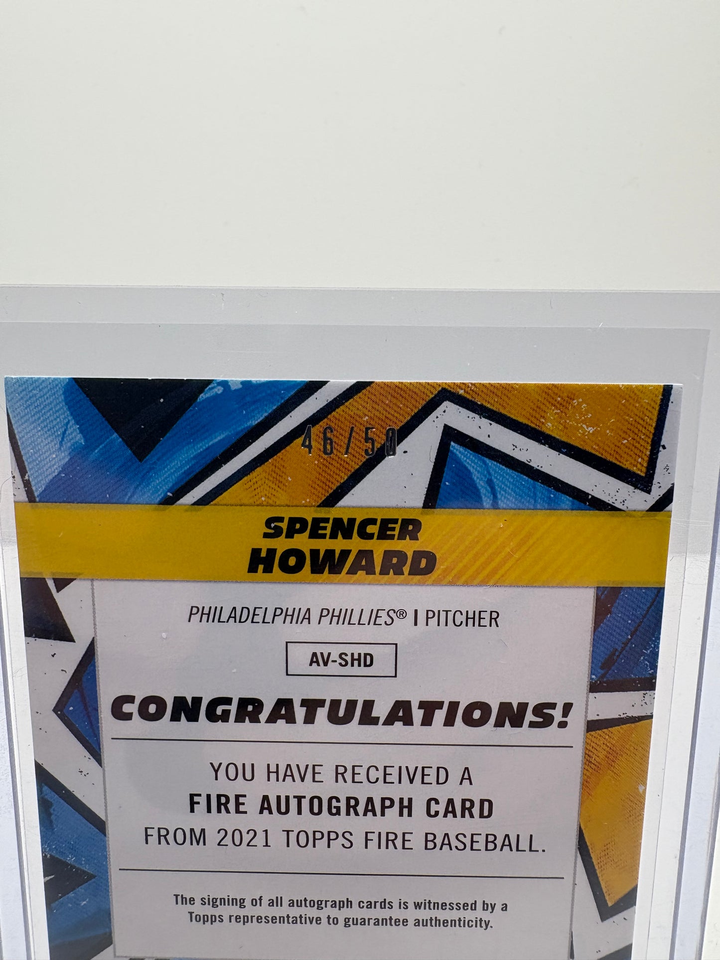 2021 Topps Fire Spencer Howard Autograph Rookie Card 46/50