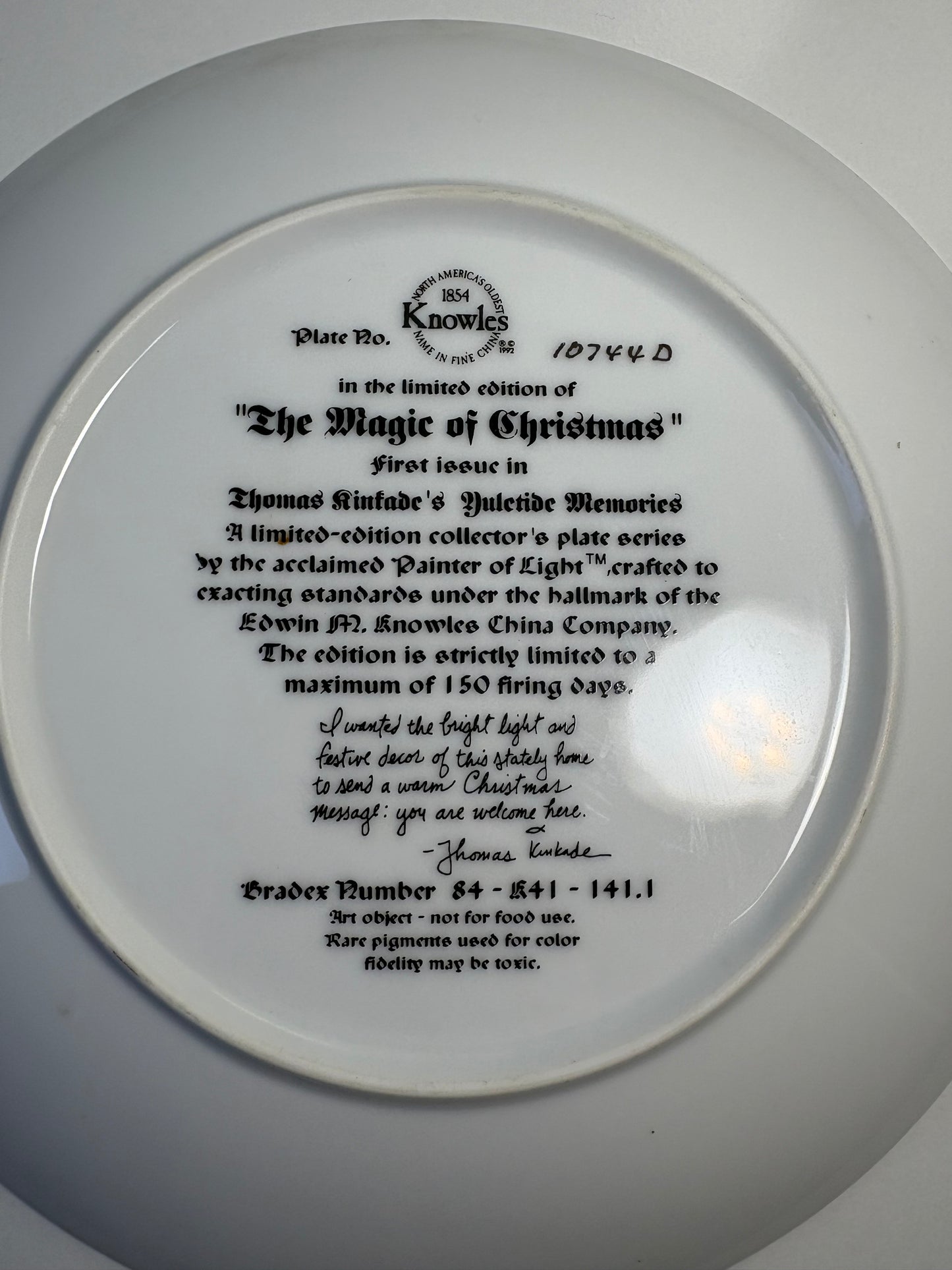 "The Magic of Christmas" Thomas Kinkade Collector Plate
