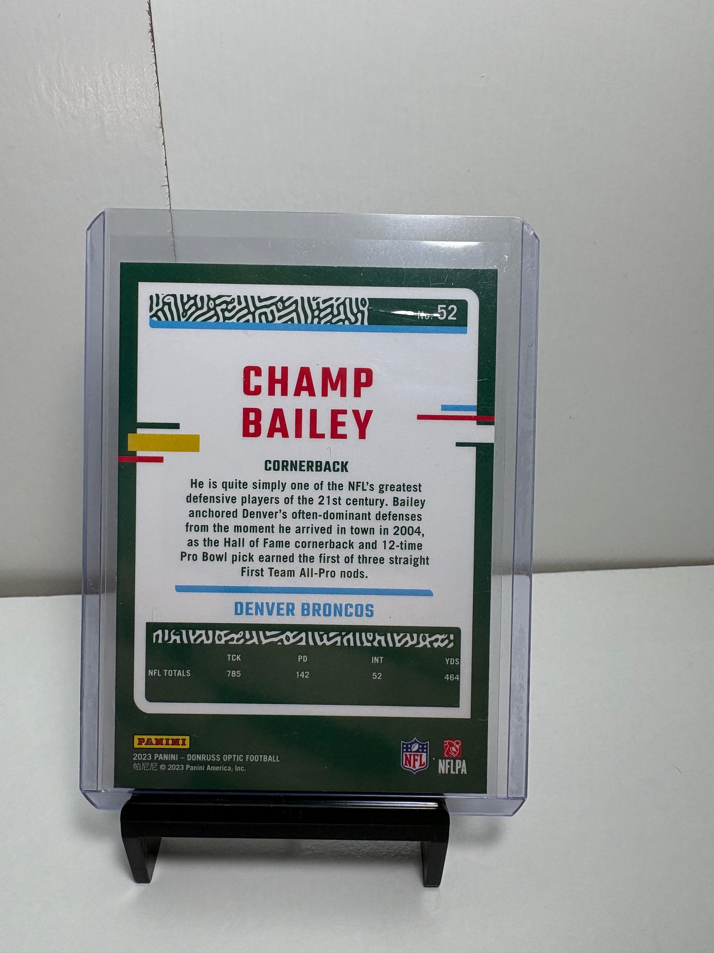 Lot of 4 2023 Panini Football Cards (Bruce Smith, Champ Bailey, Reggie Wayne, Brian Dawkins)