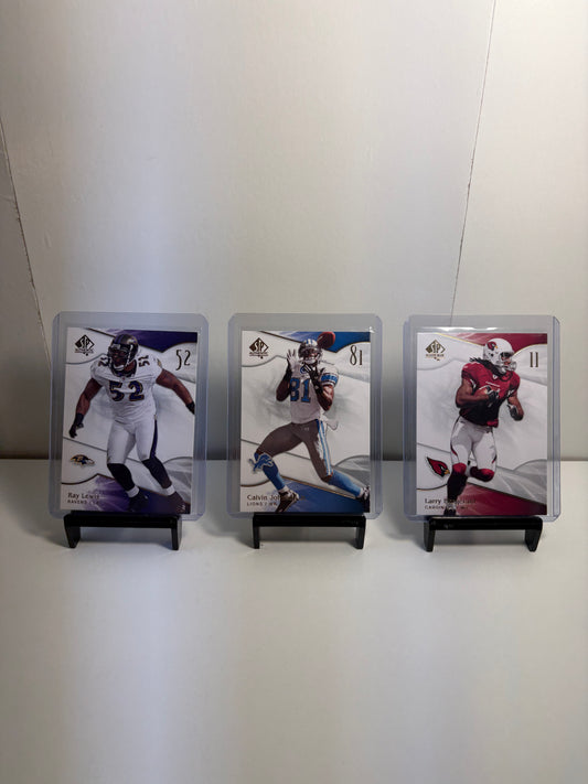 Lot of 3 Football Cards (Ray Lewis, Calvin Johnson, Larry Fitzgerald)