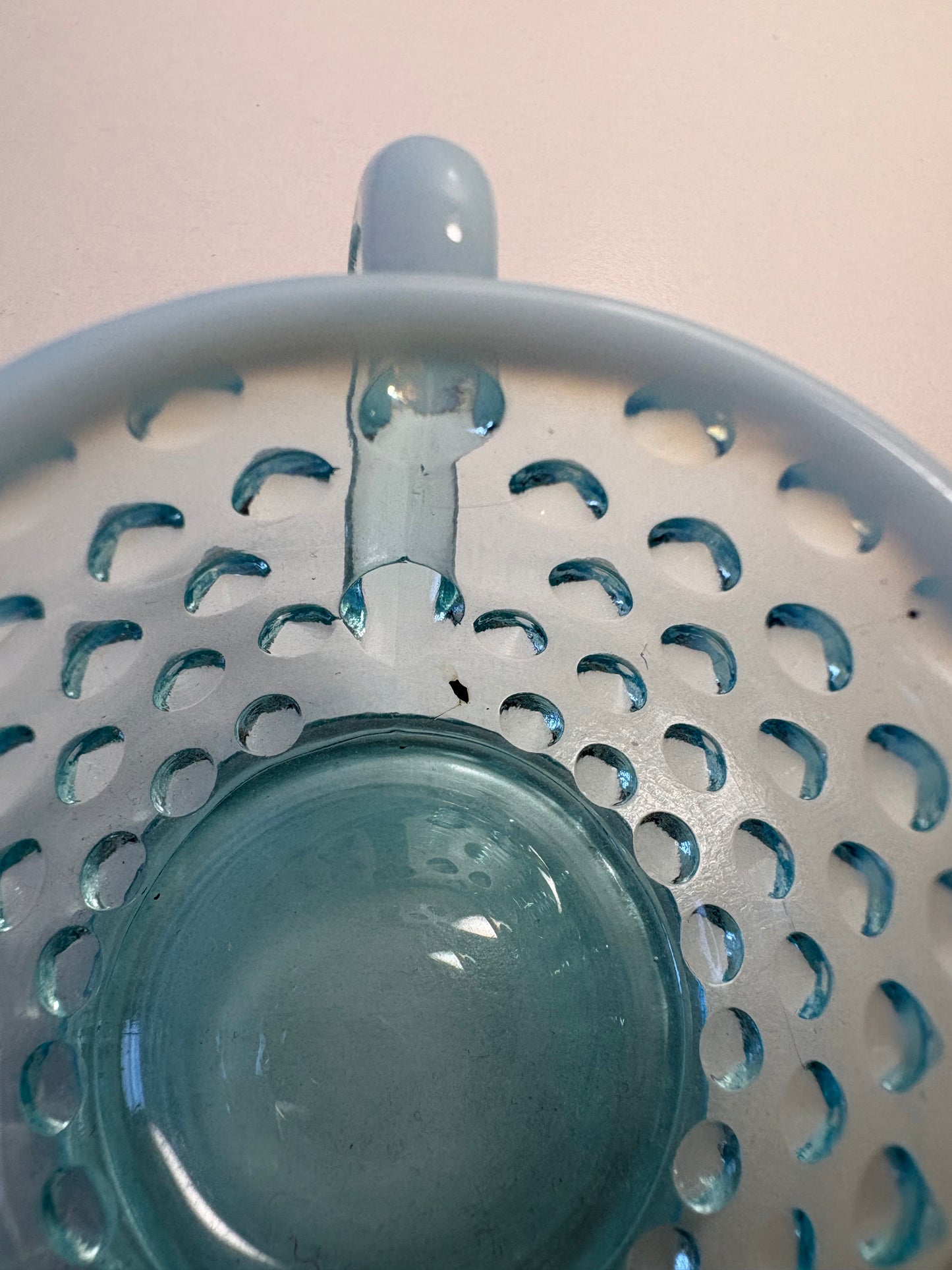 Vintage Fenton Blue Opalescent Hobnail Small Creamer and Sugar Set