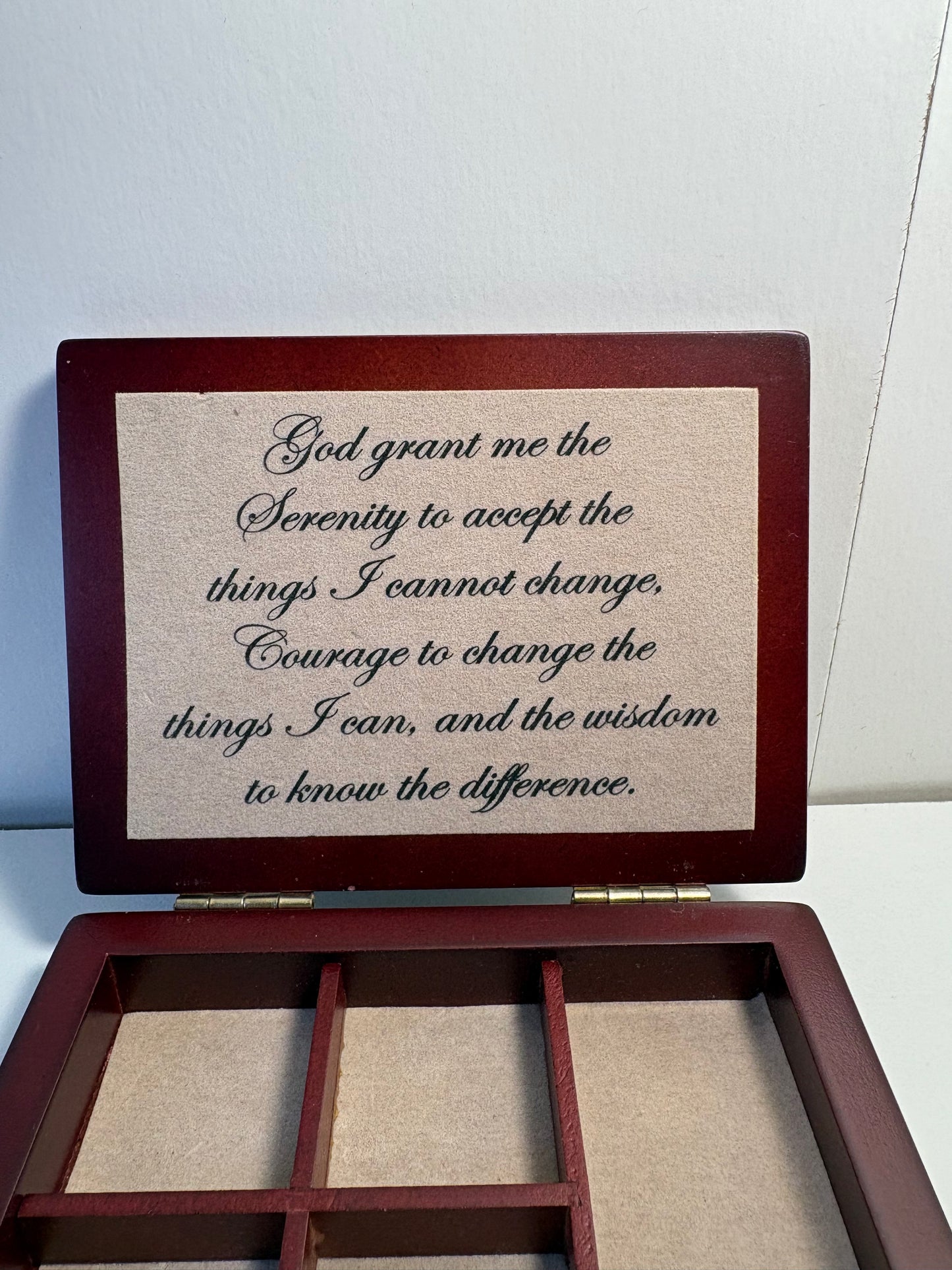 Wooden Keepsake Box with Serenity Prayer Inscribed