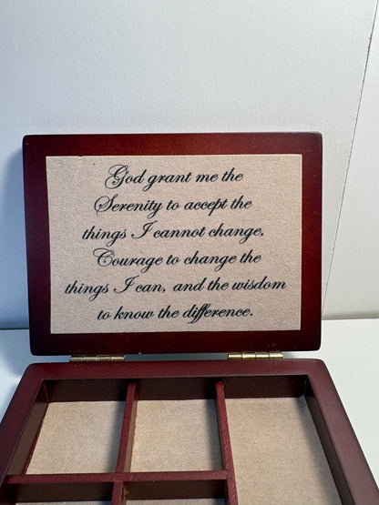 Wooden Keepsake Box with Serenity Prayer Inscribed