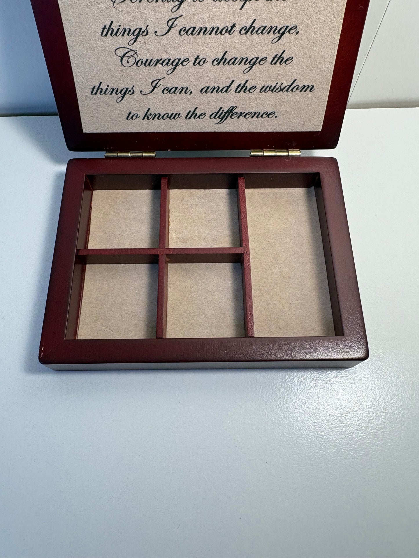 Wooden Keepsake Box with Serenity Prayer Inscribed