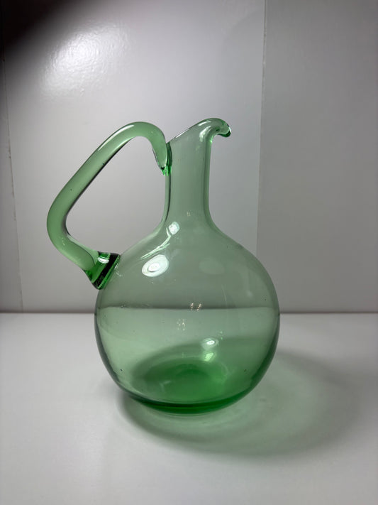 Vintage Green Glass Pitcher