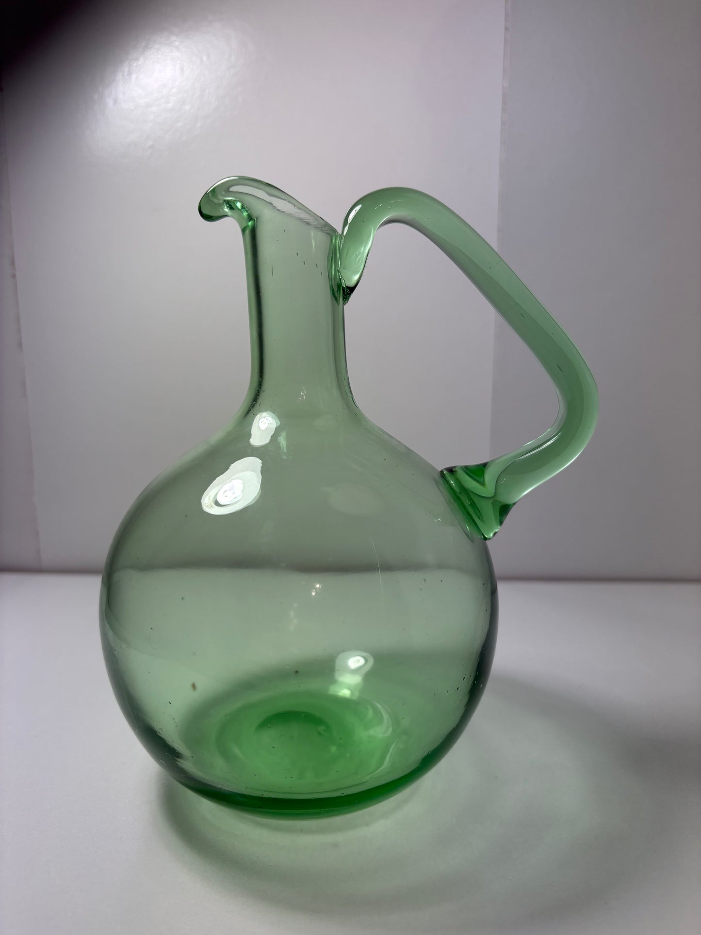 Vintage Green Glass Pitcher