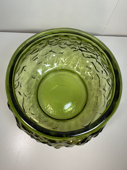 Vintage EO Brody Green Textured Glass Vase Bowl