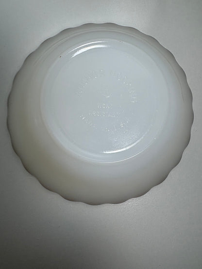 Anchor Hocking Fire King Swirl Gold Trim Milk Glass Bowl