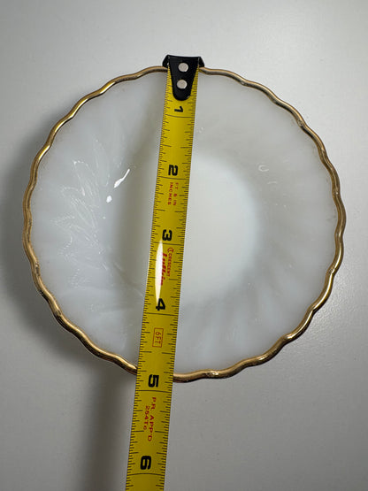Anchor Hocking Fire King Swirl Gold Trim Milk Glass Bowl