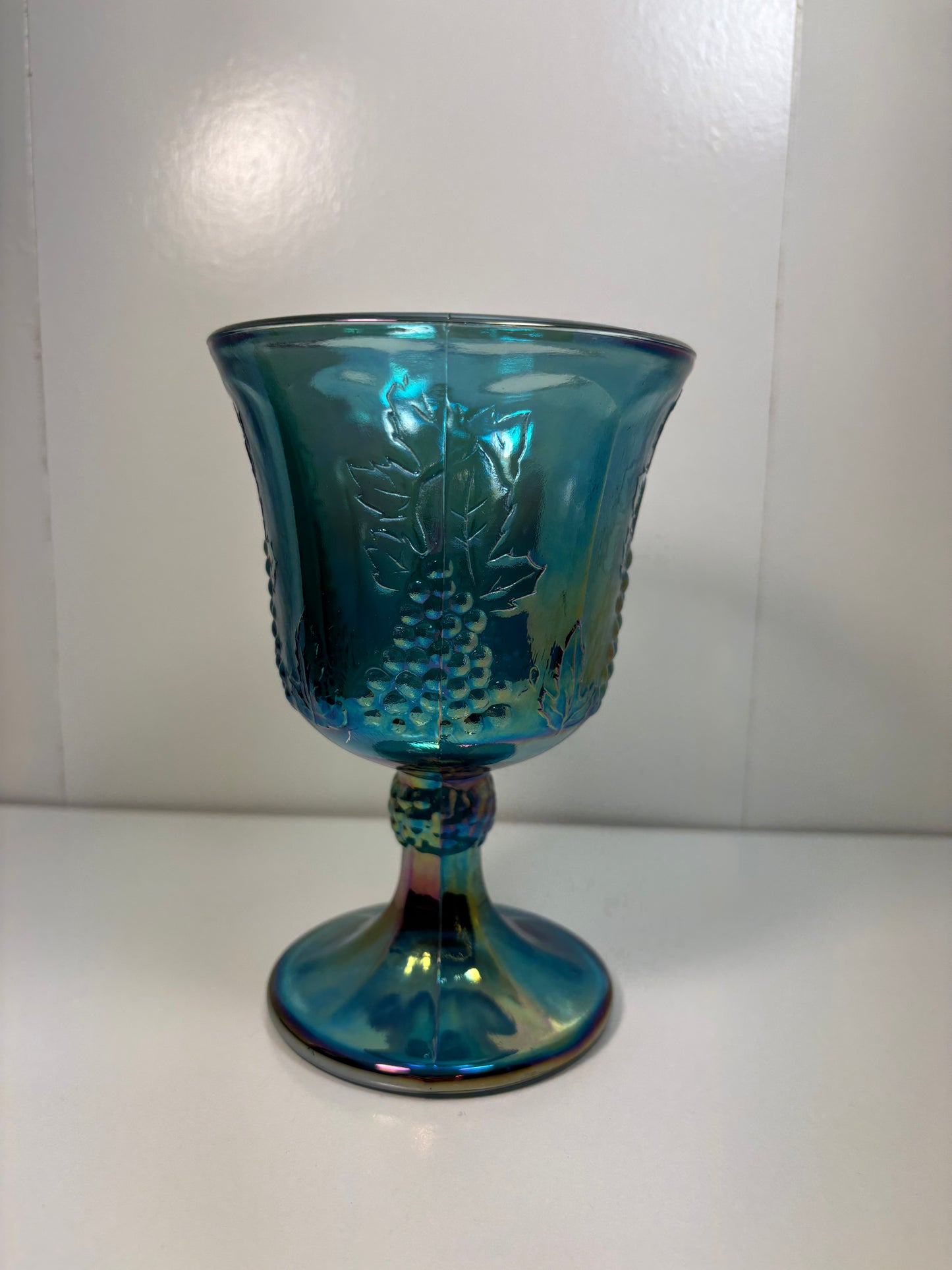 Vintage Indiana Glass "Harvest" pattern Carnival Glass Goblet