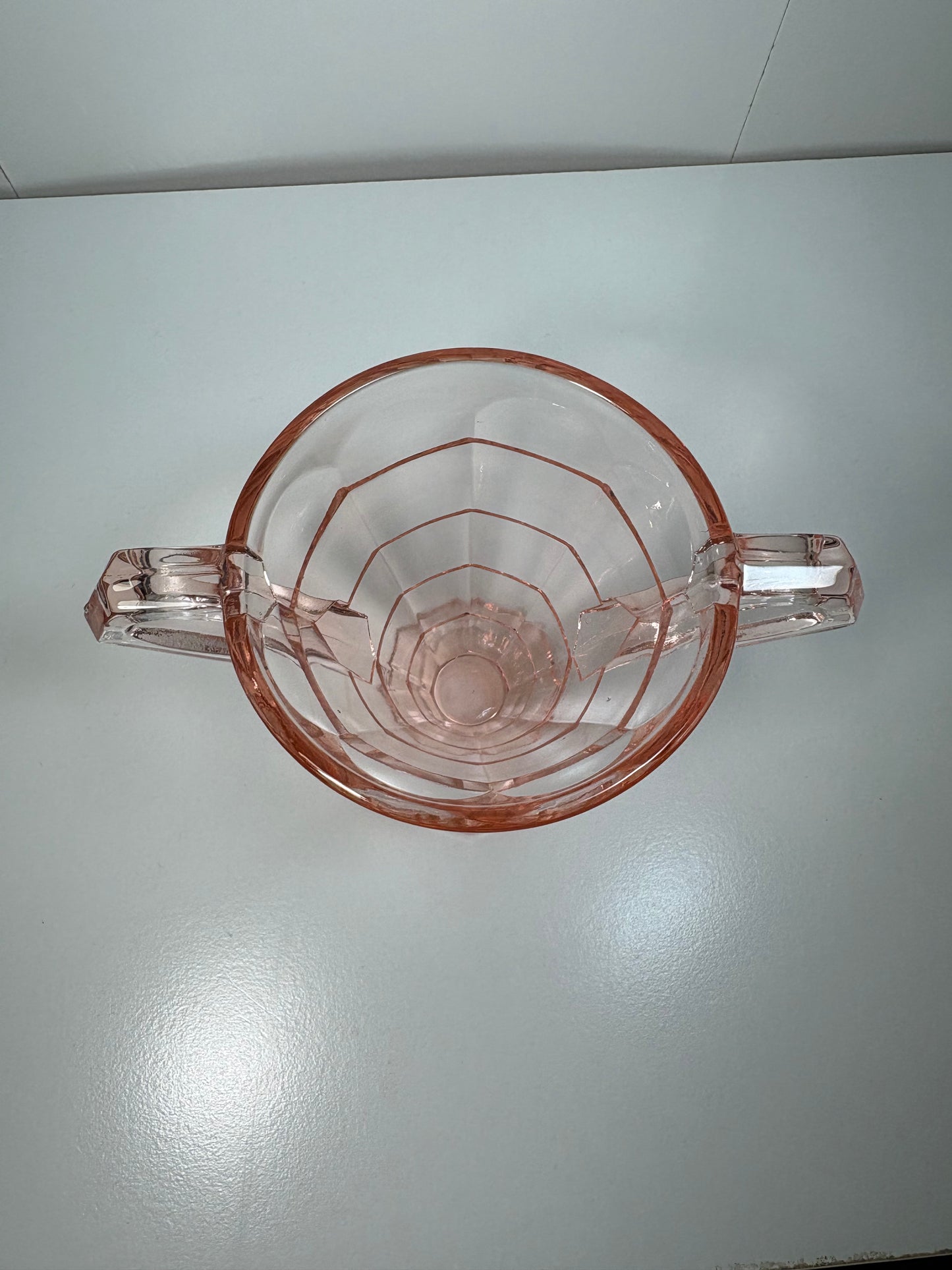 Vintage Pink Depression Glass Sugar Holder and Sugar Bowl