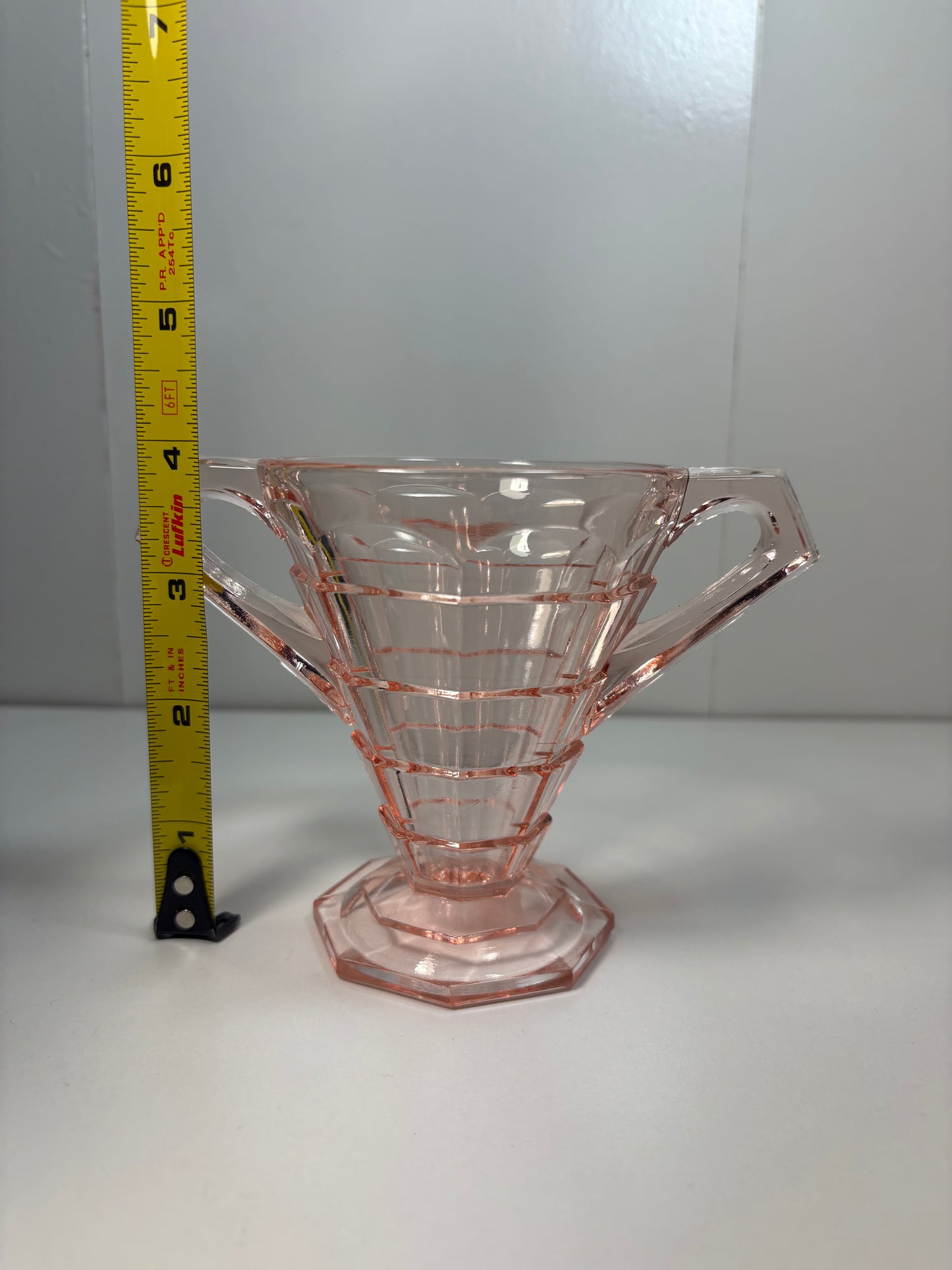 Vintage Pink Depression Glass Sugar Holder and Sugar Bowl