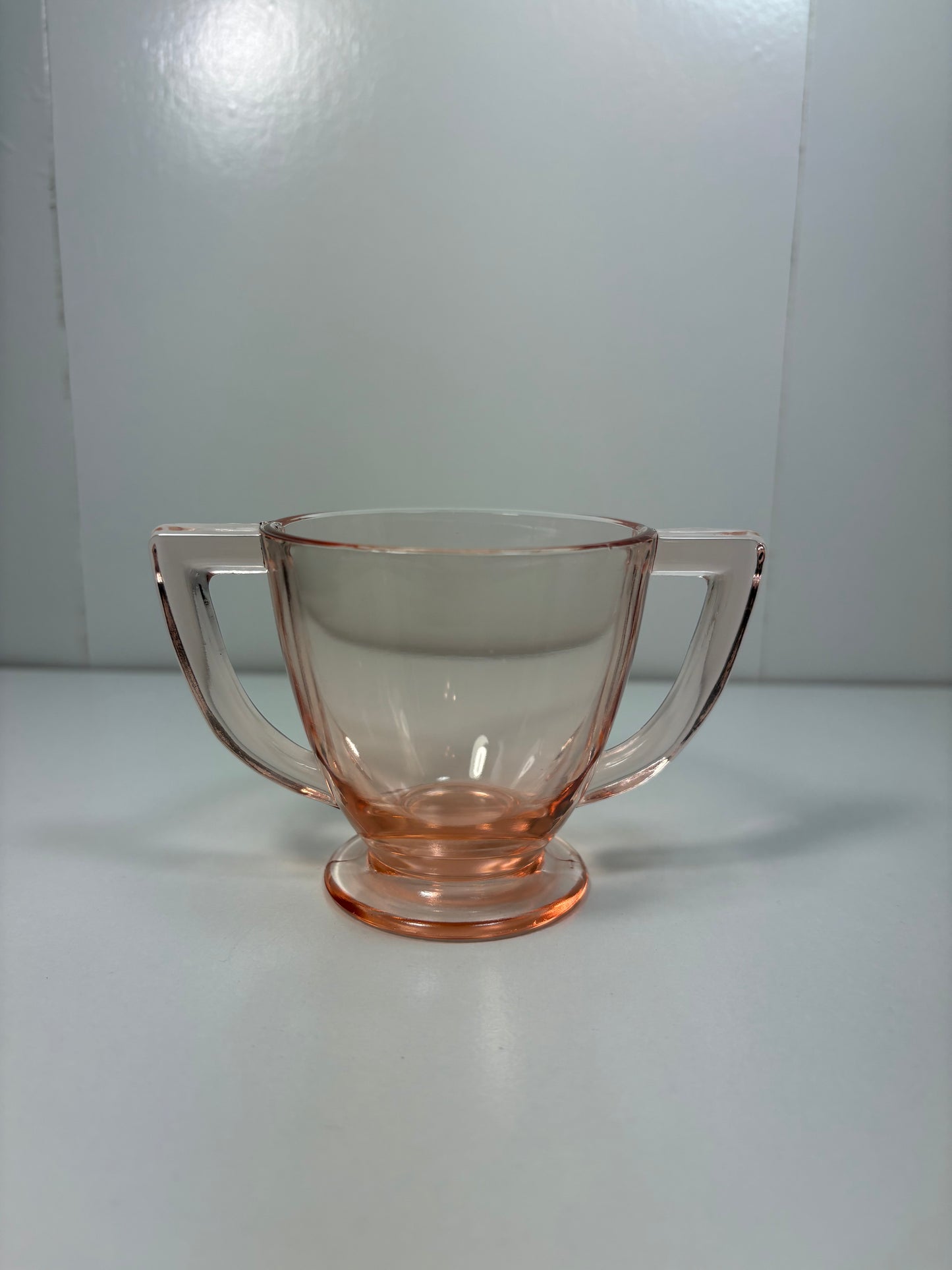 Vintage Pink Depression Glass Sugar Holder and Sugar Bowl