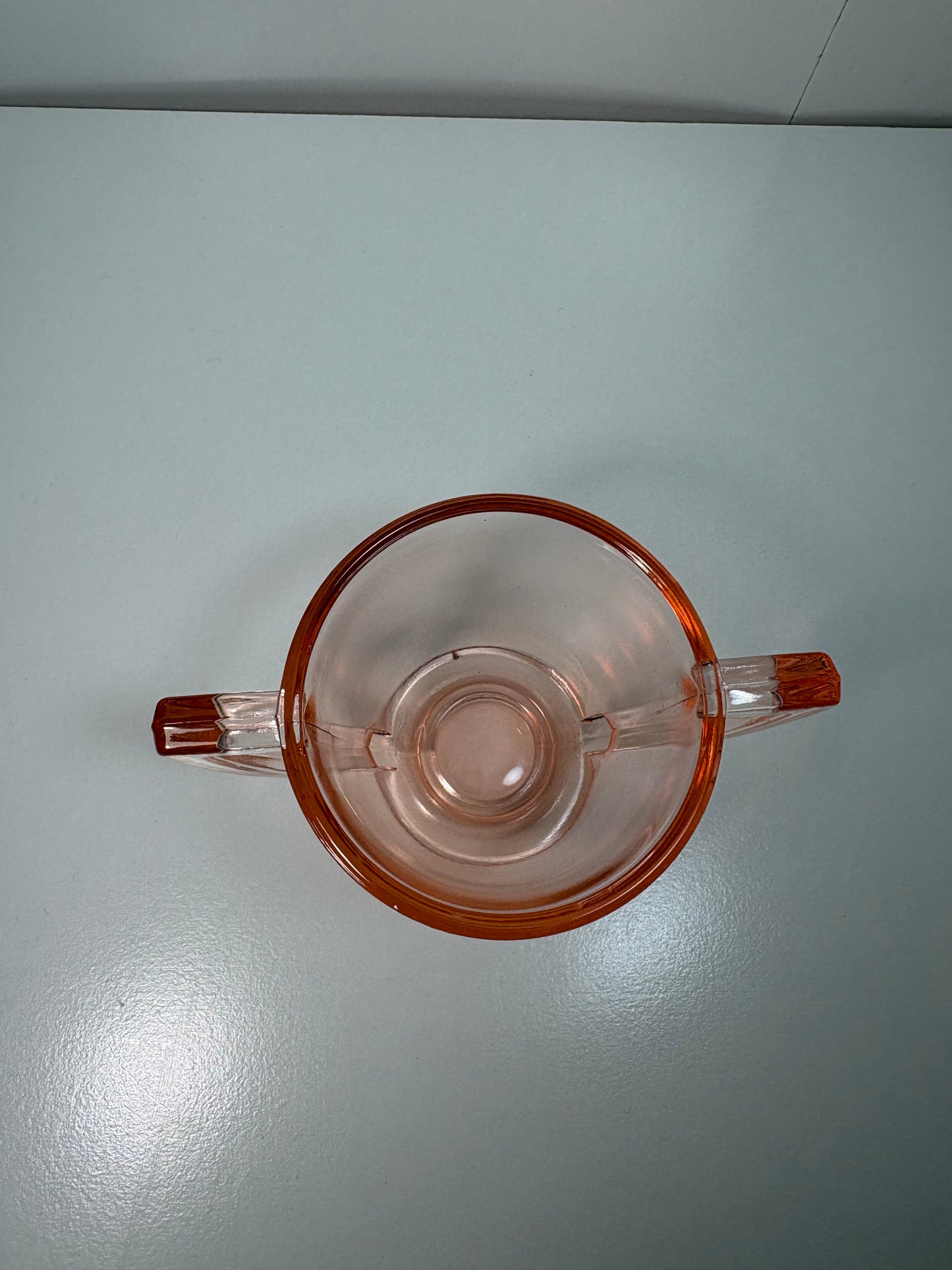 Vintage Pink Depression Glass Sugar Holder and Sugar Bowl