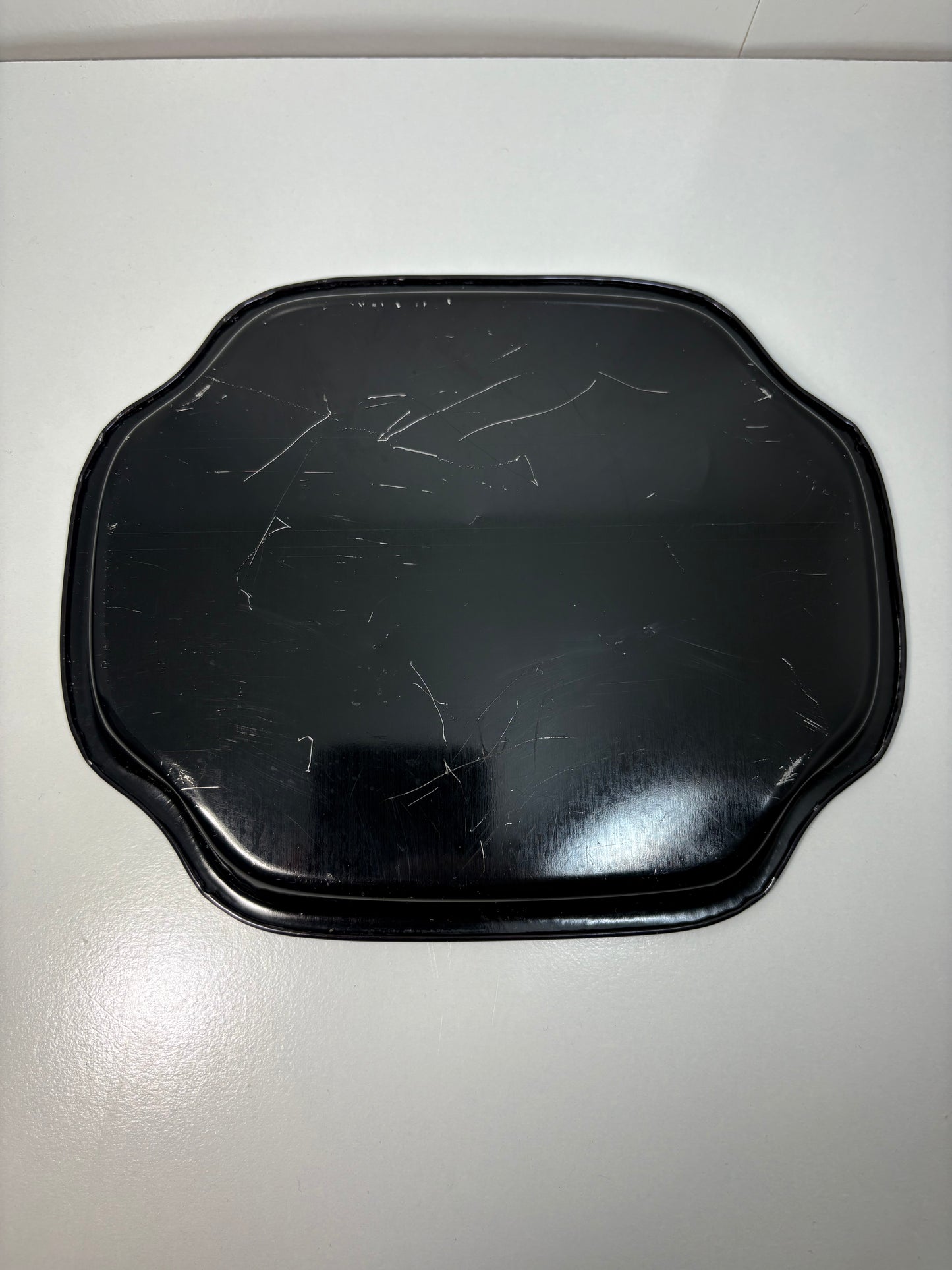 Lot of 4 Vintage Chinoiserie Garden Scene Black and Gold Metal Tole Tray