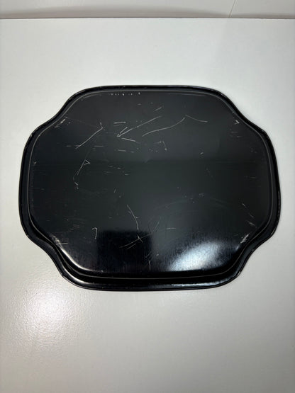 Lot of 4 Vintage Chinoiserie Garden Scene Black and Gold Metal Tole Tray