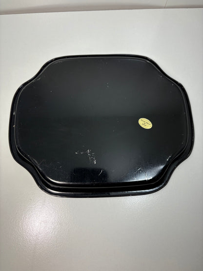 Lot of 4 Vintage Chinoiserie Garden Scene Black and Gold Metal Tole Tray