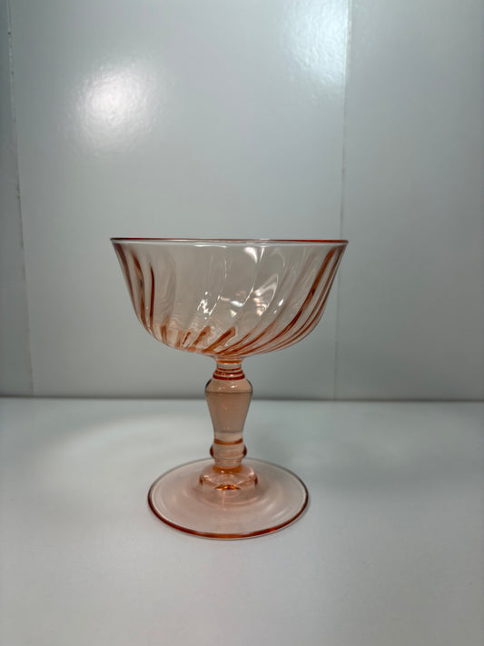 Arcoroc France Luminarc Rosaline Pink Swirl Champagne Sherbet Glass