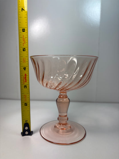 Arcoroc France Luminarc Rosaline Pink Swirl Champagne Sherbet Glass