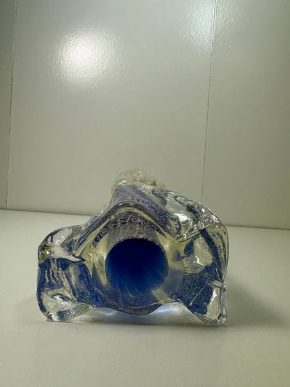 Vintage Art Glass Praying Angel Figurine Clear with Blue Silver Fleck