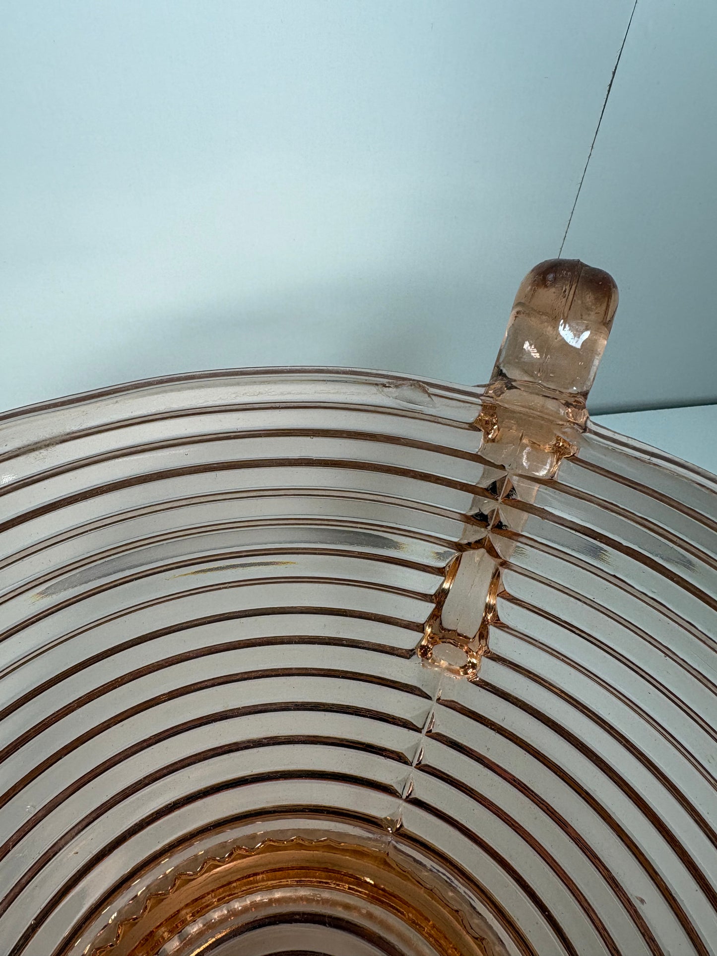 Vintage Anchor Hocking Manhattan Pink Depression Glass Ribbed Bowl