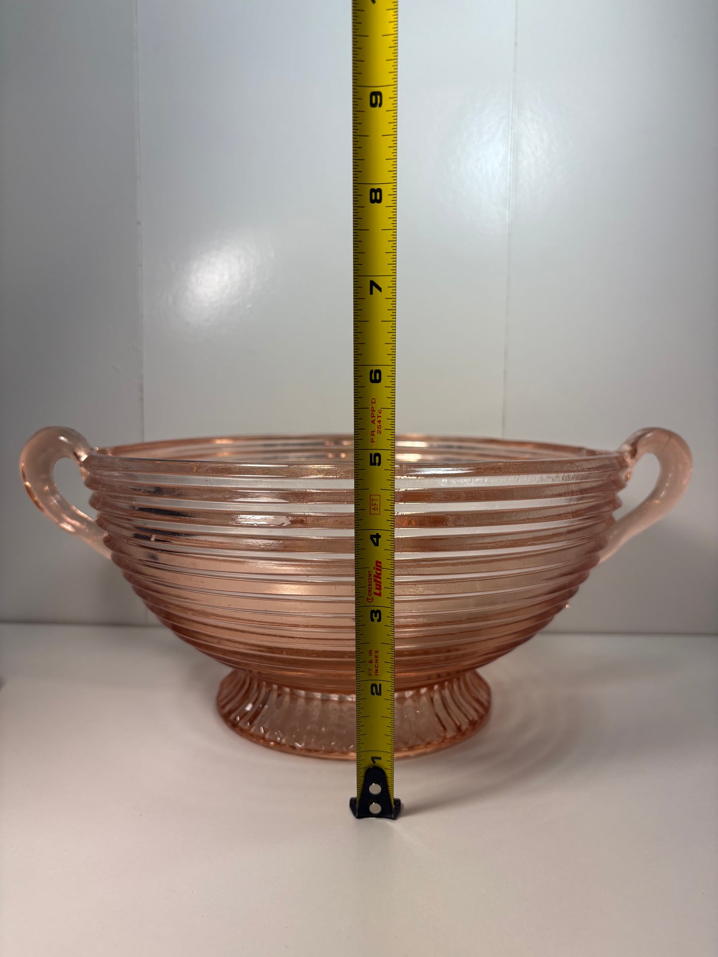 Vintage Anchor Hocking Manhattan Pink Depression Glass Ribbed Bowl