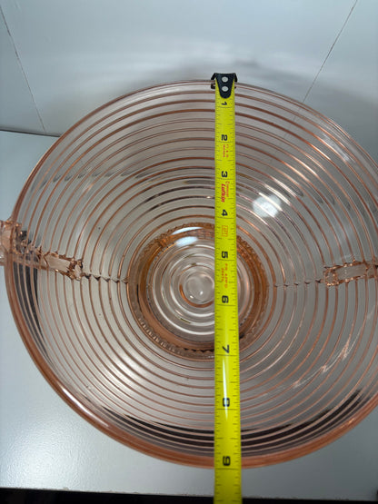 Vintage Anchor Hocking Manhattan Pink Depression Glass Ribbed Bowl
