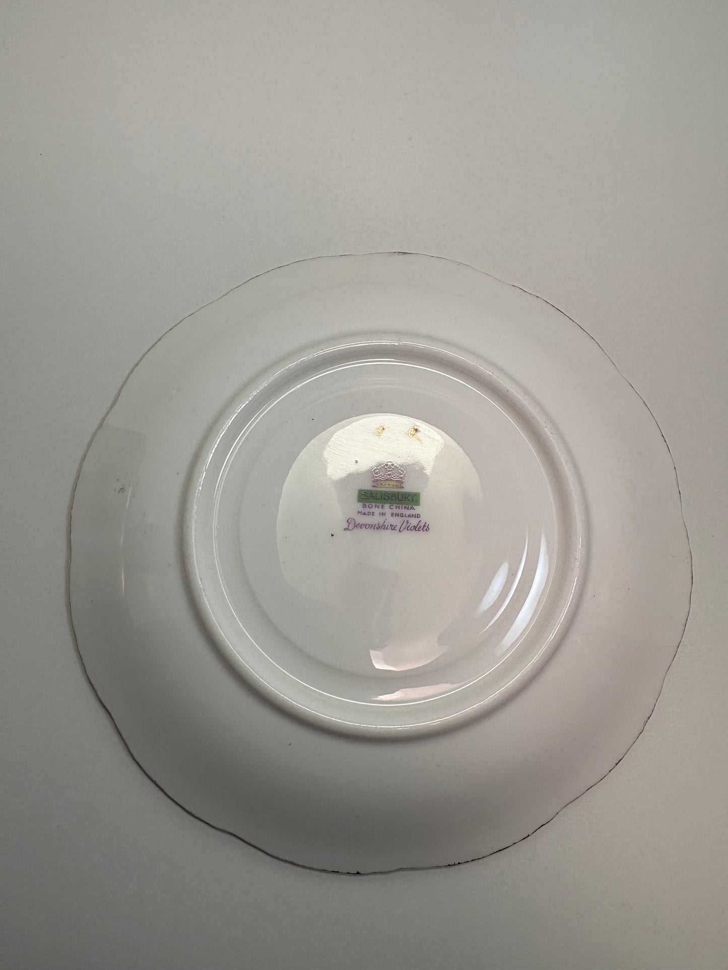 Vintage Salisbury Bone China Tea Cup and Saucer Set in the "Devonshire Violets" Pattern