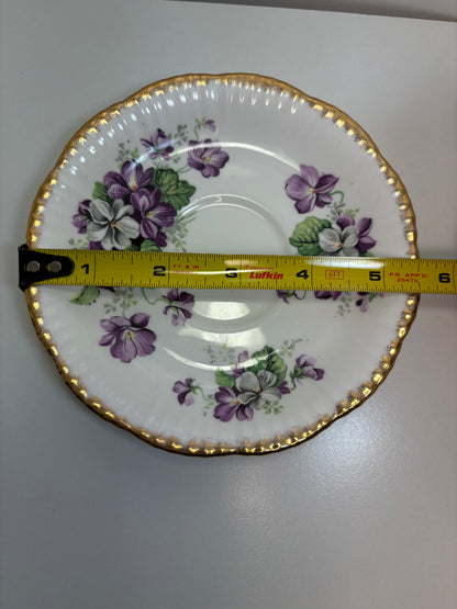 Vintage Salisbury Bone China Tea Cup and Saucer Set in the "Devonshire Violets" Pattern