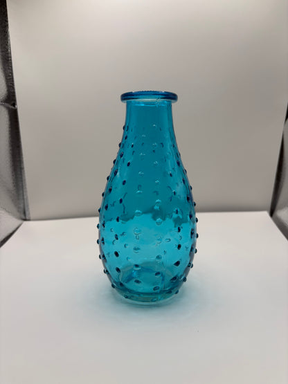 Blue Glass Hobail Bud Vase
