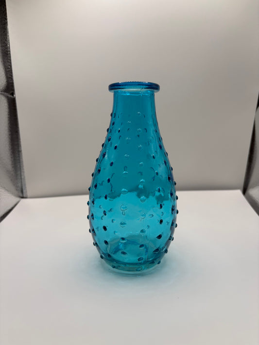 Blue Glass Hobail Bud Vase