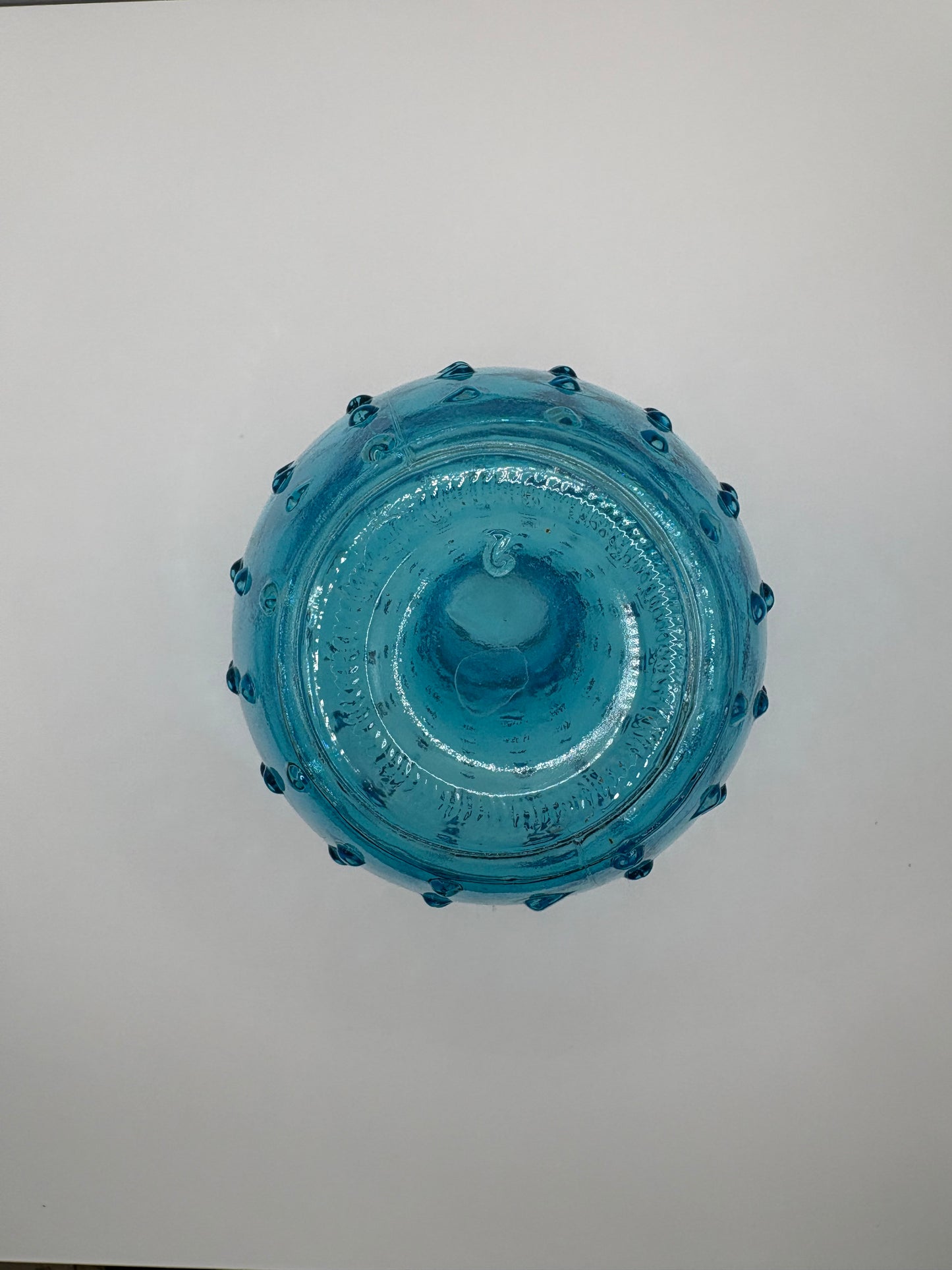 Blue Glass Hobail Bud Vase