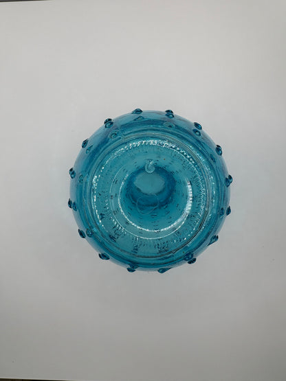 Blue Glass Hobail Bud Vase