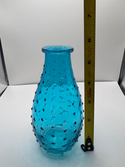 Blue Glass Hobail Bud Vase