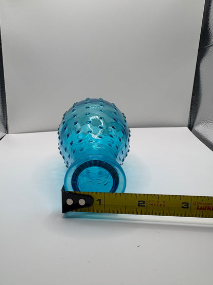 Blue Glass Hobail Bud Vase