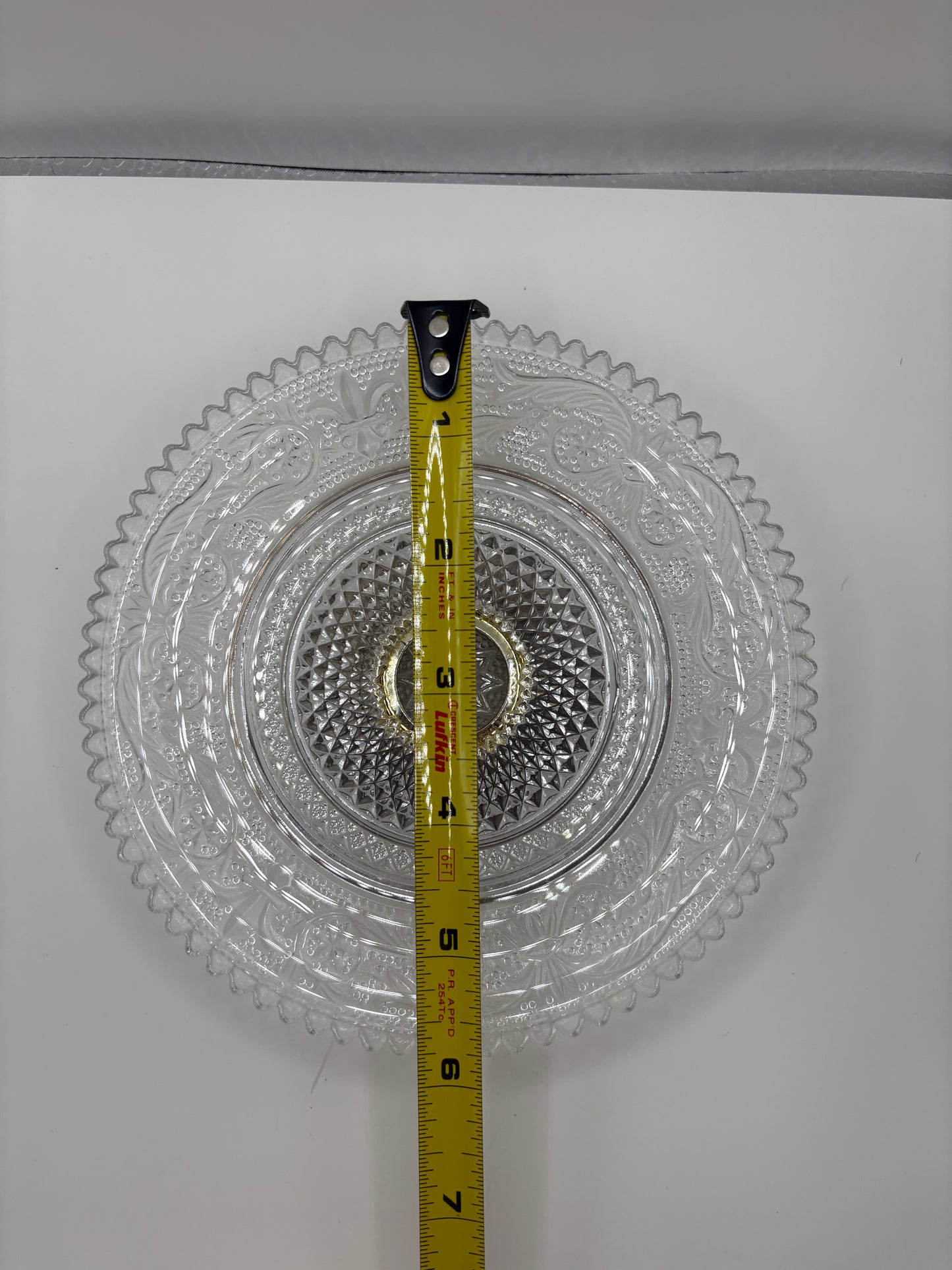 KIG Malaysia Clear Pressed Glass Pedestal Serving Dish with a Silver Plated Foot