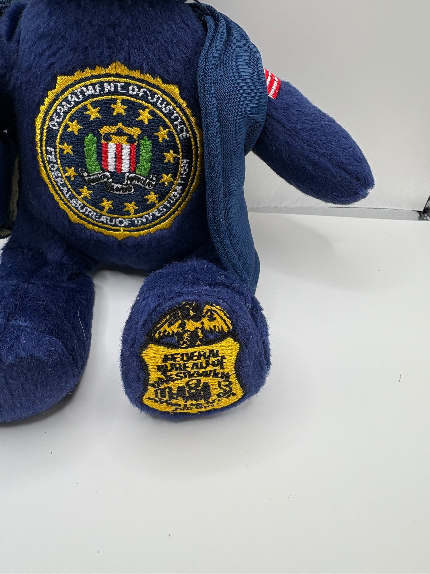 Collectable Blue Plush Bear with FBI/DOJ Embroidered Patches