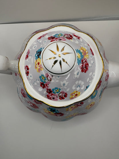 Gracie China Bone China Teapot with Floral Pattern