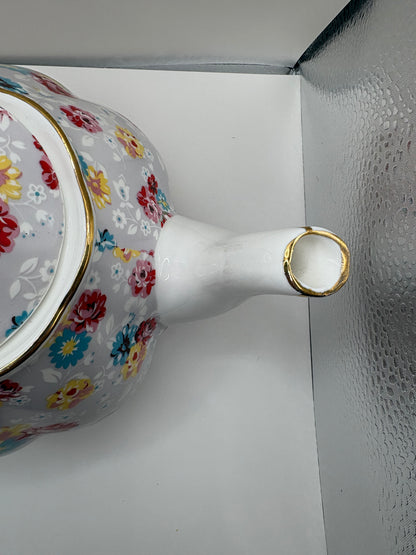 Gracie China Bone China Teapot with Floral Pattern