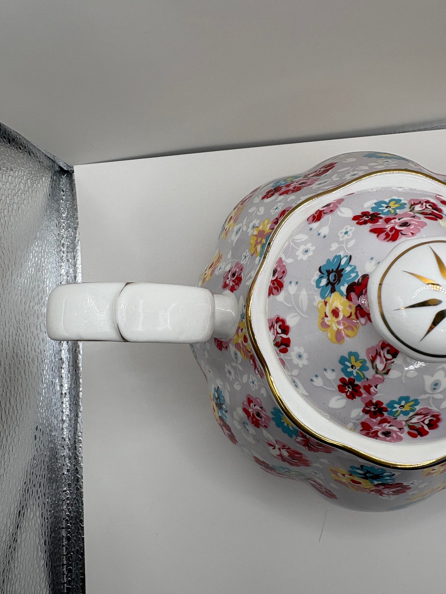 Gracie China Bone China Teapot with Floral Pattern