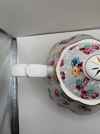 Gracie China Bone China Teapot with Floral Pattern