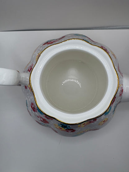 Gracie China Bone China Teapot with Floral Pattern