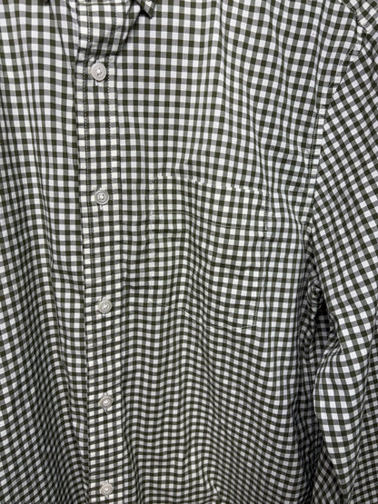 Men's Banana Republic Slim Flex Fit Stretch Olive Green Plaid Shirt