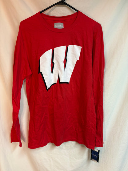 New Men's Wisconsin Badgers "W" Logo Red Long Sleeve Shirt