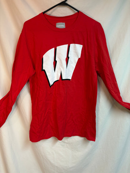 New Men's Wisconsin Badgers "W" Logo Red Long Sleeve Shirt