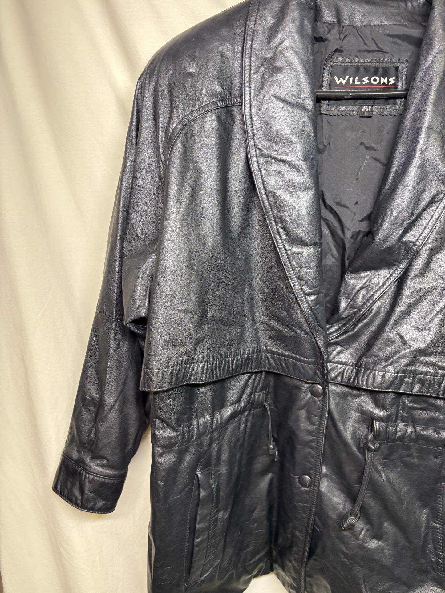 Vintage Wilsons Leather Black Leather Trench Coat