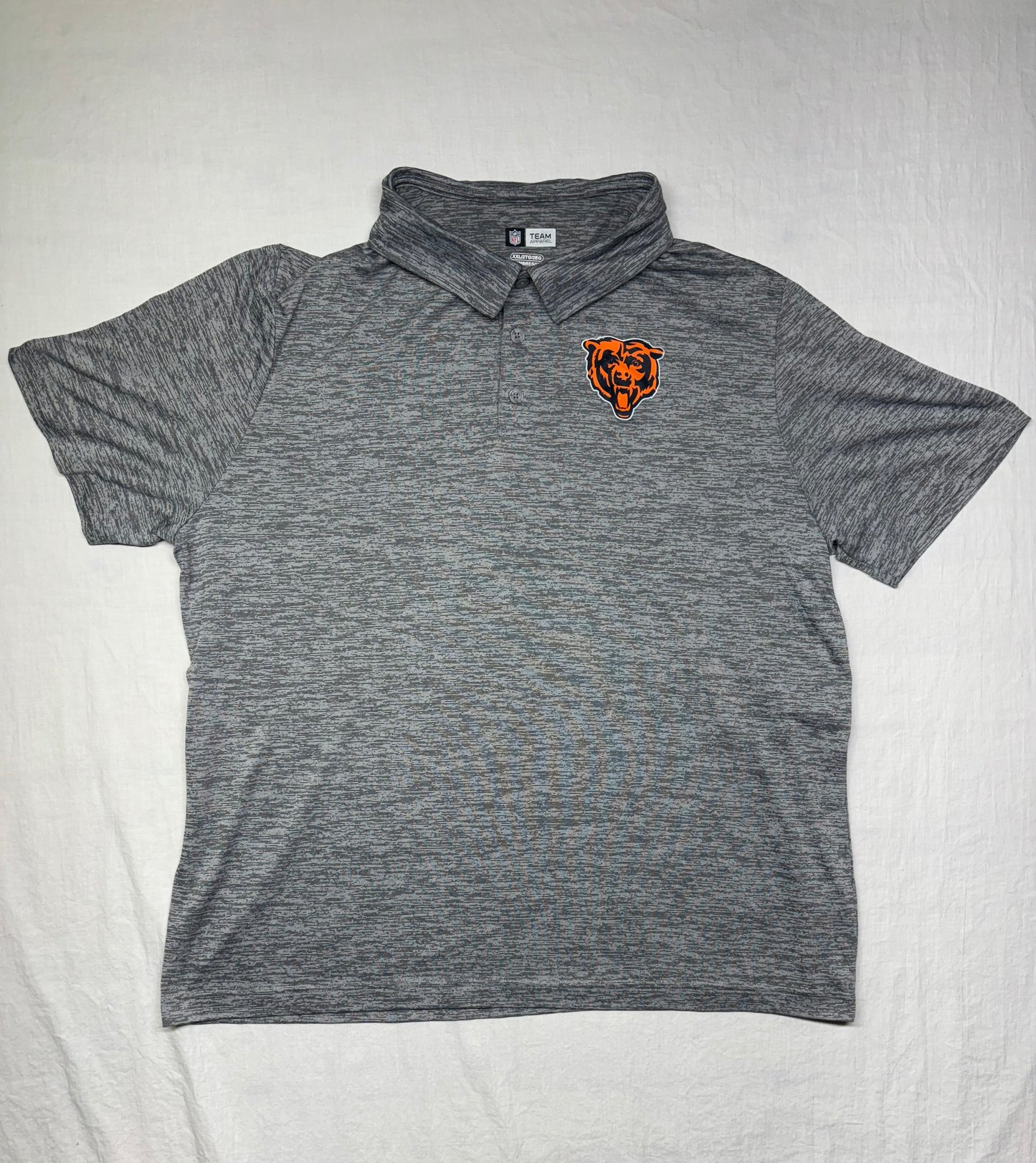 Men's NFL Team Apparel Chicago Bears Chest Logo Gray Short Sleeve Polo Size XXL