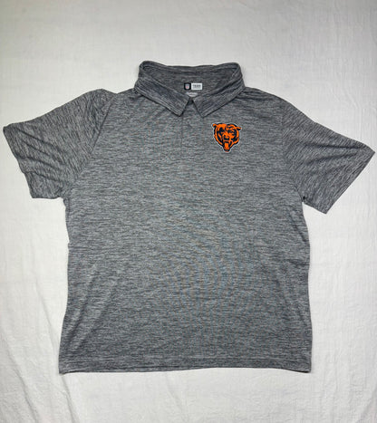Men's NFL Team Apparel Chicago Bears Chest Logo Gray Short Sleeve Polo Size XXL